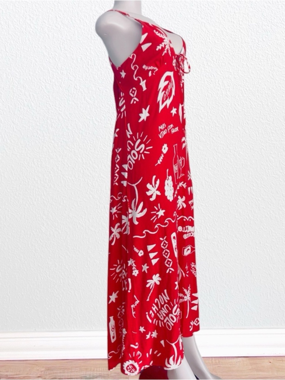 Anthropologie  Paper Heart Fuego Linen Blend Graphic Beachy Sundress View 5
